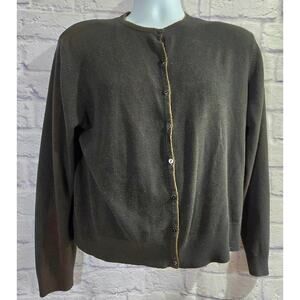 VTG Carolyn Taylor Black Button Up Cardigan Sweater L Lightweight Soft Stretch